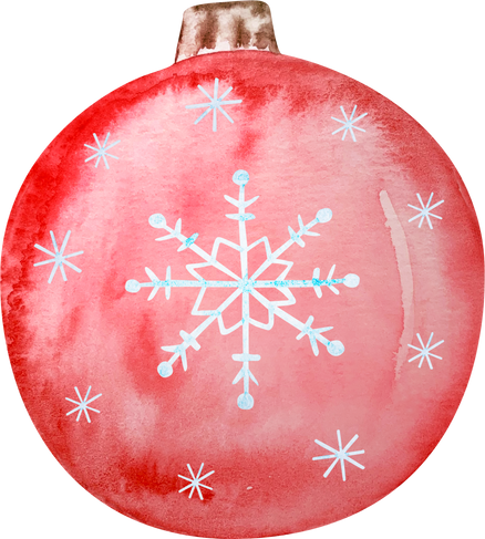 Watercolor christmas tree decorations red ball